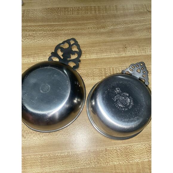 2 Royal Holland & Woodbury Pewter Porringer Bowl Dish Ornate Handles Unmatched - Picture 4 of 8